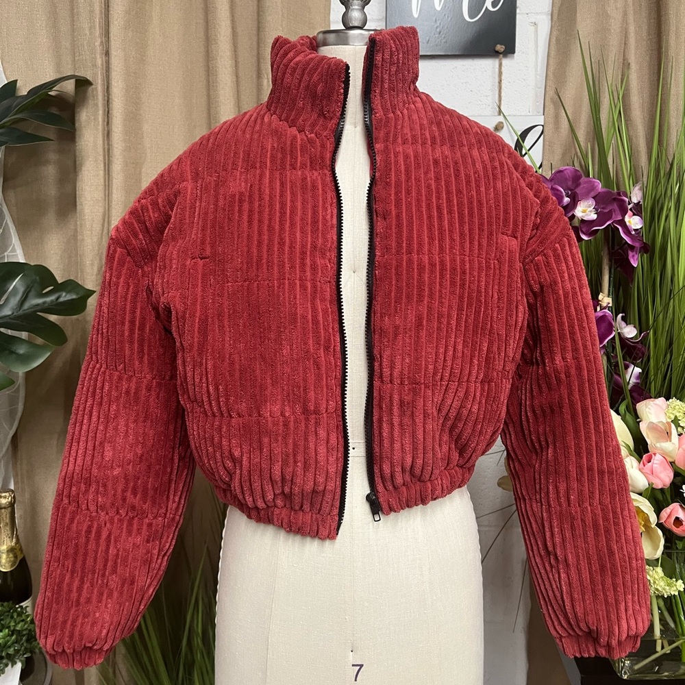 Shein burgundy puffer jacket